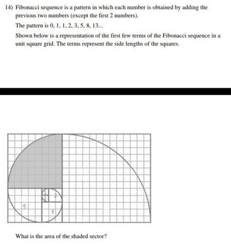 14) Fibonacci sequence is a pattern in which each number is obtained by ...