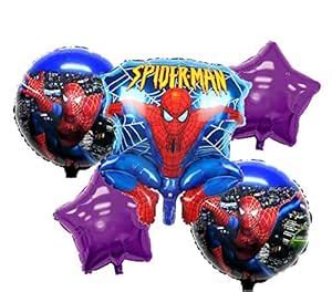 Swarup " Spider Man " Theme foil Balloons ( Set of 5 ) for Birthdays ...