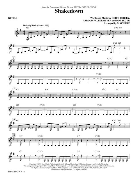 Shakedown (arr. Mac Huff) - Guitar by Bob Seger Sheet Music for Choir ...