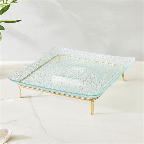 Buy Abaco Barney Glass Chip and Dip Platter with Metal Stand from Home ...