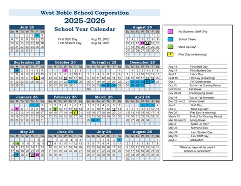 School Year Calendar | West Noble School Corporation