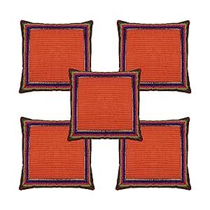Buy KEOTI Orange Color Royal Border Design Cushion Covers (16X16 Inches ...