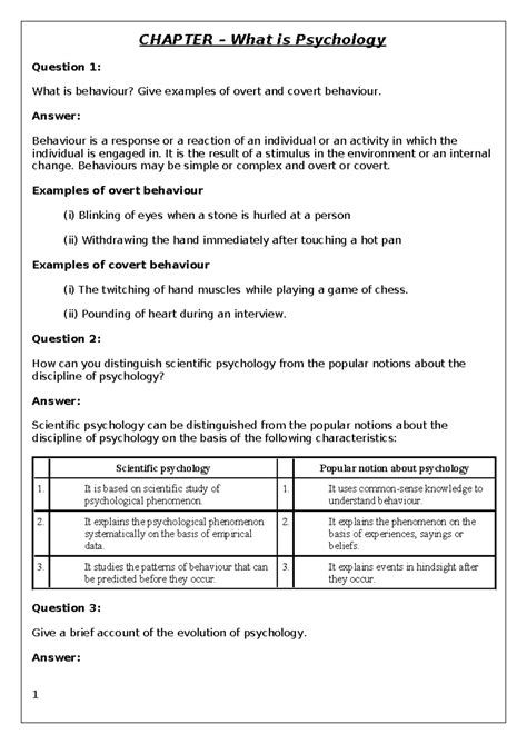 ISC PSYCHOLOGY Chapter Notes: Understanding Behavior & Scientific ...