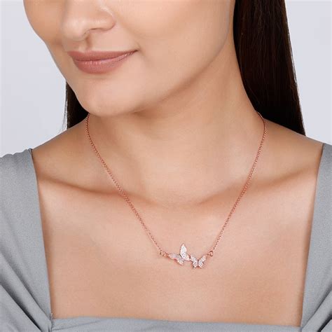 Rose Gold Wavering Wings Necklace – GIVA Jewellery