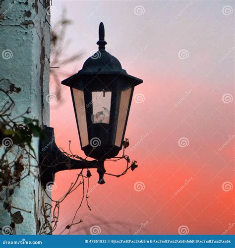 Lamp in spanish sunset stock photo. Image of sunset, evening - 47851832