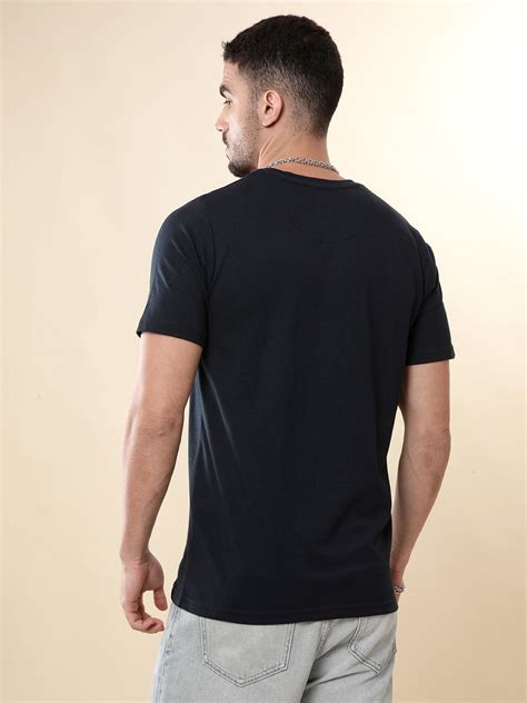 Warning Label Printed Navy T-Shirt – Wrogn