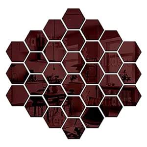 Buy Wall1ders 30 Hexagon Mirror Wall Stickers with 10 Butterfly ...