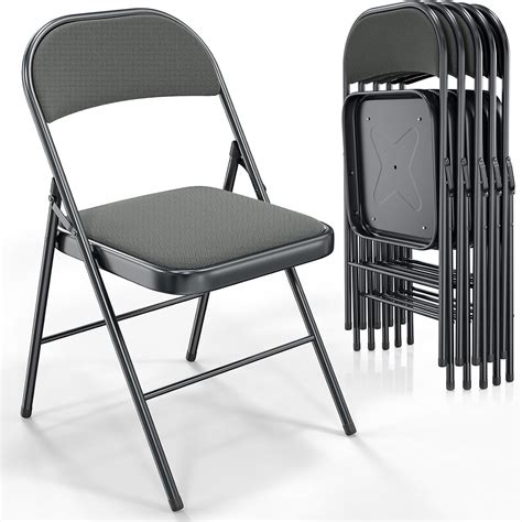 Amazon.com: VINGLI Folding Chairs with Padded Seats, Metal Frame with ...