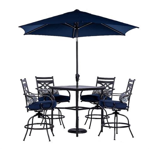 Hanover Montclair 5 Bar Height Patio Dining Set Steel Square Table with ...