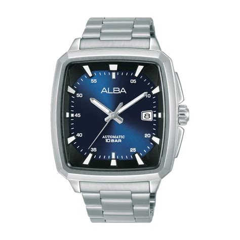 ALBA Unique Rectangular Blue & Black Radiation Dial Automatic Watch AU ...