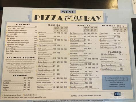 Menu at Pizza By The Bay, Mumbai