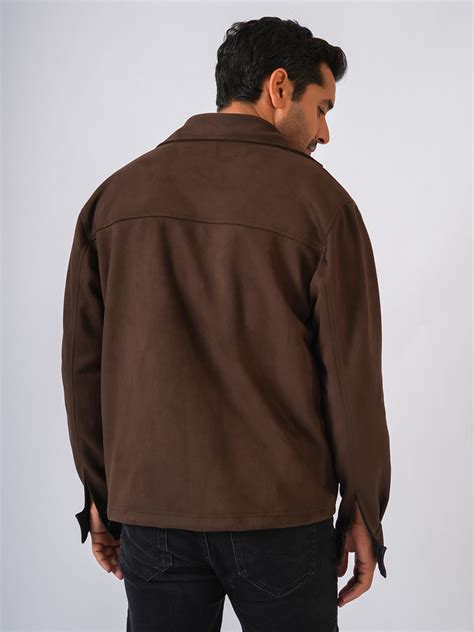 Brown Suede Solid Cut & Sew Jacket – P E R C H
