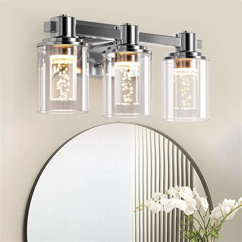 Quntis Modern Bathroom Vanity Light, 3-Light LED Lighting Fixtures Over ...