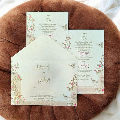 KL2215 Traditional Floral Design Luxury Wedding Invitation Card with 2 ...