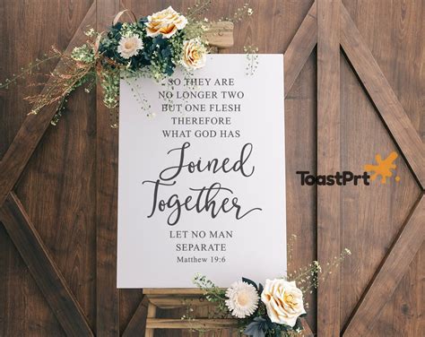 Matthew 19:6 Love Quote Printable Decorations Newlywed Sign | Etsy