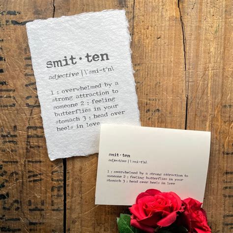 Smitten Definition Greeting Card in Typewriter Font With Envelope and ...