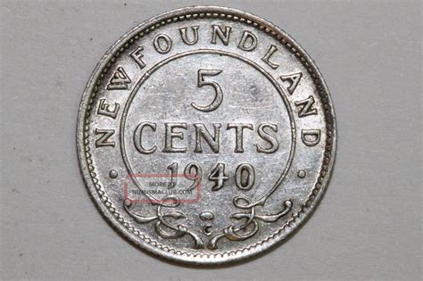 A 1940 Newfoundland 5 Cent Piece (km 19) That Grades About Uncirculated ...