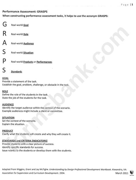 Image result for Performance Task Grasps Example