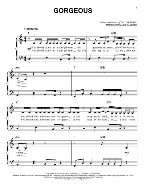 Taylor Swift - Gorgeous sheet music