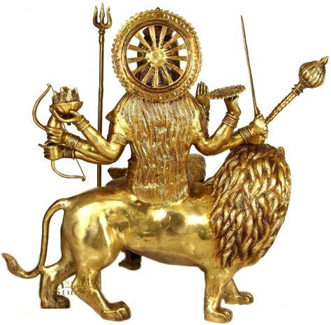 Brass Ashtabhuja Durga Murti Idol Large Sherawali Home Temple Décor ...