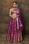 Buy Purple Silk, Chiffon Woven Floral Vine Lehenga Set With Unstitched ...