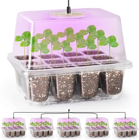 Amazon.com : UNILAMPRO Seed Starter Tray Self-Watering, 5 Pack 60 Cells ...