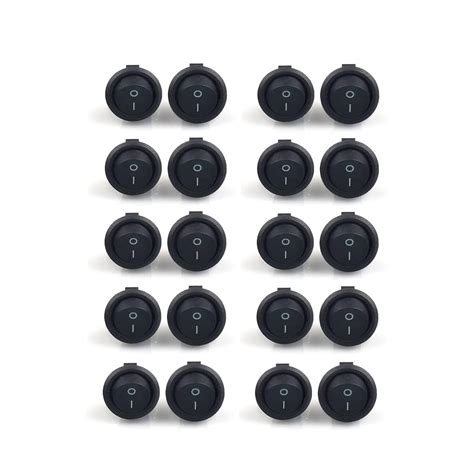 Buy 20Pcs Round Rocker Switch Set, 2 Pin SPST ON/OFF Small Black Boat ...