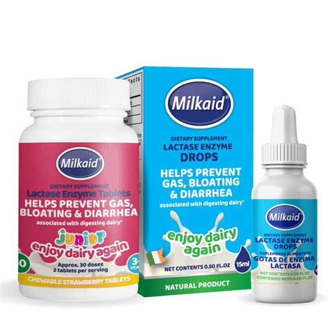 Buy Milkaid Junior Lactase Enzyme Chewable s Lactase Drops for Lactose ...