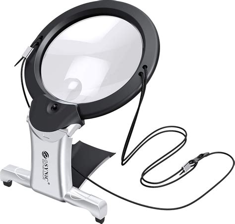 eSynic LED Magnifying Glass 2X 6X Hands Free Magnifying Glass with ...