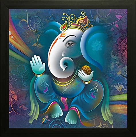 SAF Religious Wood Special Effect Textured Ganesh Framed Wall Art ...