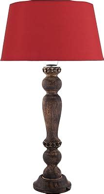 Buy Homesake® Floral Carved Wood Black Table Lamp with Red Shade Online ...