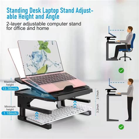 Buy Laptop Stand for Desk Adjustable Height, 2-Layer Laptop Riser with ...