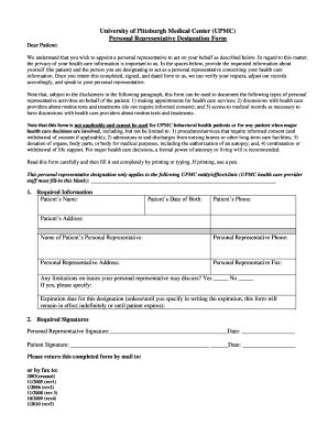 Upmc Personal Representative Form - Fill and Sign Printable Template Online