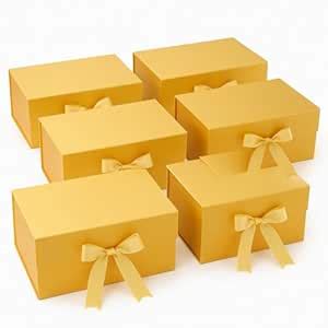 Awestuffs Premium Golden Gift Boxes for Gift Packaging, Reusable ...