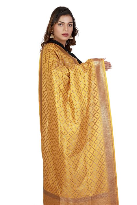 Pure Silk Banarasi Dupatta Online Artisan Handmade| Buy Online – Inhika.com