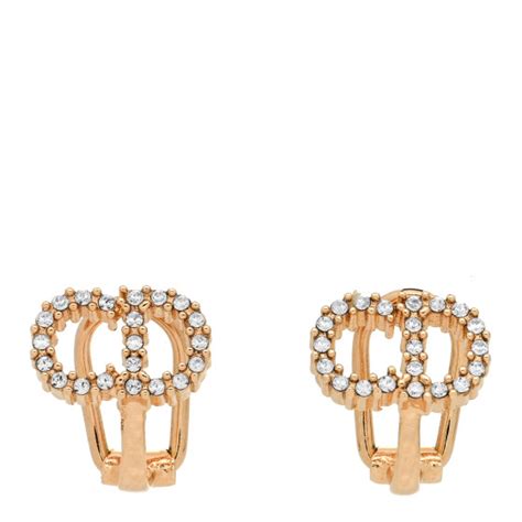 CHRISTIAN DIOR Crystal Clair D Lune Clip On Earrings Gold 1118765 ...