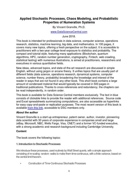 Applied Stochastic Processes | PDF | Stochastic Process | Probability ...