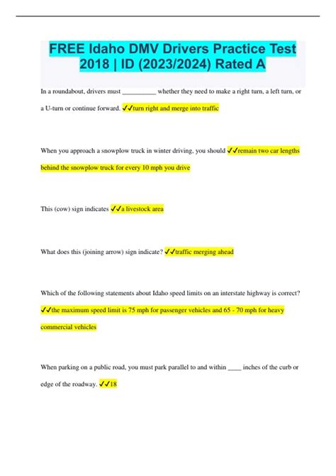 FREE Idaho DMV Drivers Practice Test 2018 | ID (2023/2024) Rated A ...