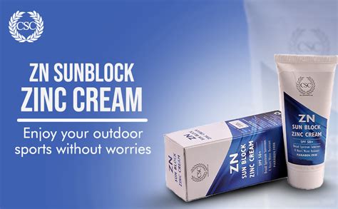 CSC ZN Sunblock Zinc Oxide Cream - SPF 50+ Broad Spectrum Sports ...