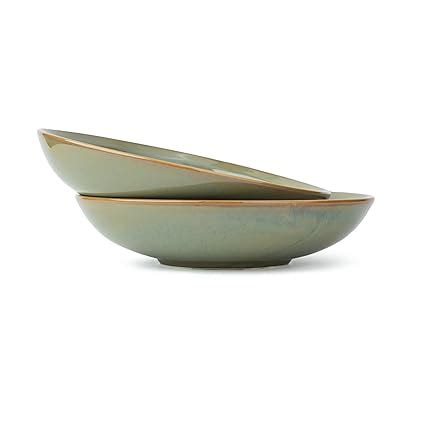 Shay Ceramic Pasta Bowl Set, 21cm, 2 Pieces, Pista | Glossy Finish ...