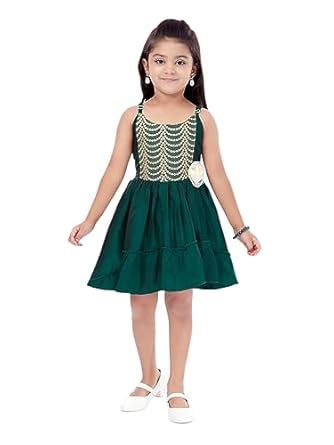 Buy Aarika Girl's Dark Green Color Frock (SP-FK-21905-GREEN-22) at ...