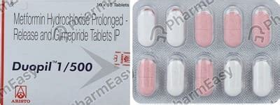 Duopil 1/500mg Strip Of 10 Tablets: Uses, Side Effects, Price & Dosage ...