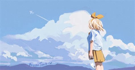 Xiatian, high school girl, cloud / 云与思念 - pixiv