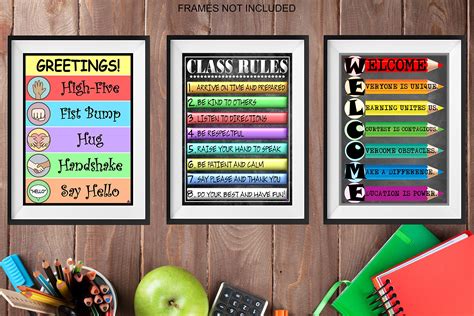 Greetings, Welcome, and Class Rules Posters for Classroom Decorations ...