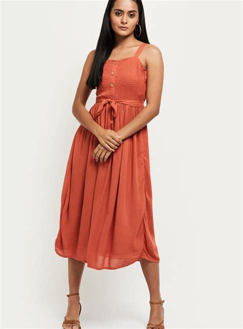 Buy Women Textured A-Line Midi Dress Online at just Rs. 1199.0 ...