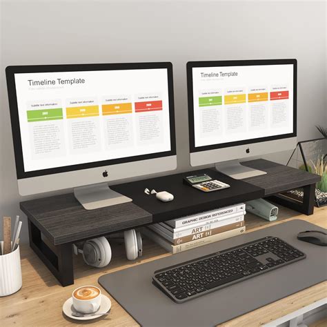 Buy YAOHUOO Dual Monitor Stand Riser, 39Inch Large Monitor Stands for 2 ...