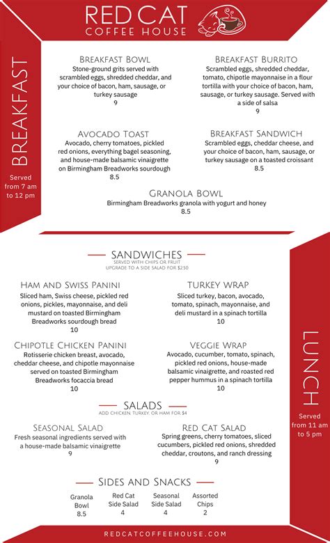 Menus – Red Cat Coffee House, Birmingham, AL
