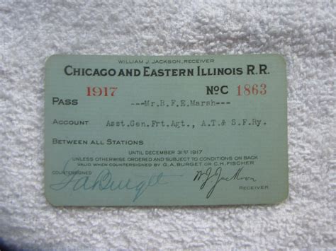 Chicago & Eastern Illinois Pass 1917 – Midwest Railroad Emporium