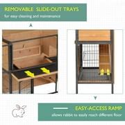 Buy PawHut 2-Story Rabbit Cage with Ramp Feeding Trough Asphalt Roof ...