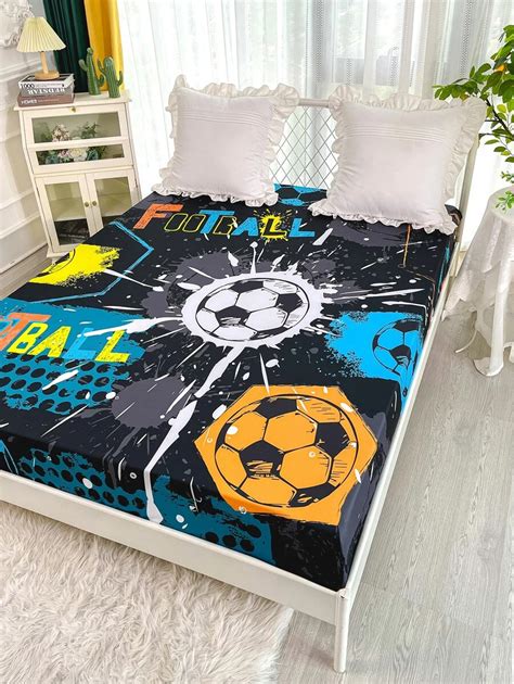 Letter & Soccer Print Fitted Sheet | SHEIN USA